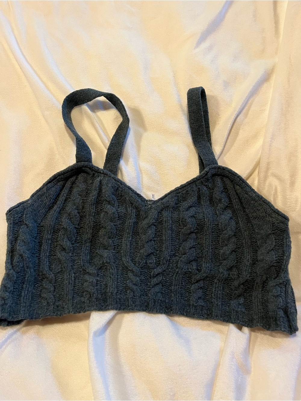 Free People Cable Knit Bralette in Dark Teal